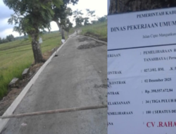 Minim Transparansi, Proyek Pemeliharaan Jalan Tanahbaya Dipertanyakan Warga